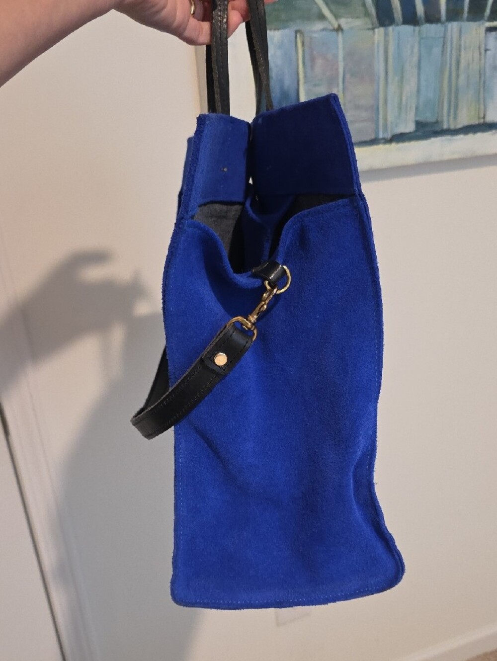 Clare V. Simple Tote In Blue Suede - Picture 2 of 9